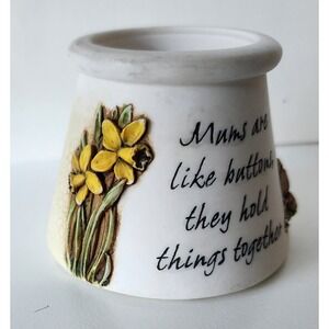 Special Mum Candle Holder Daffodils Buttons Hold Together Memorial Tealight Gift